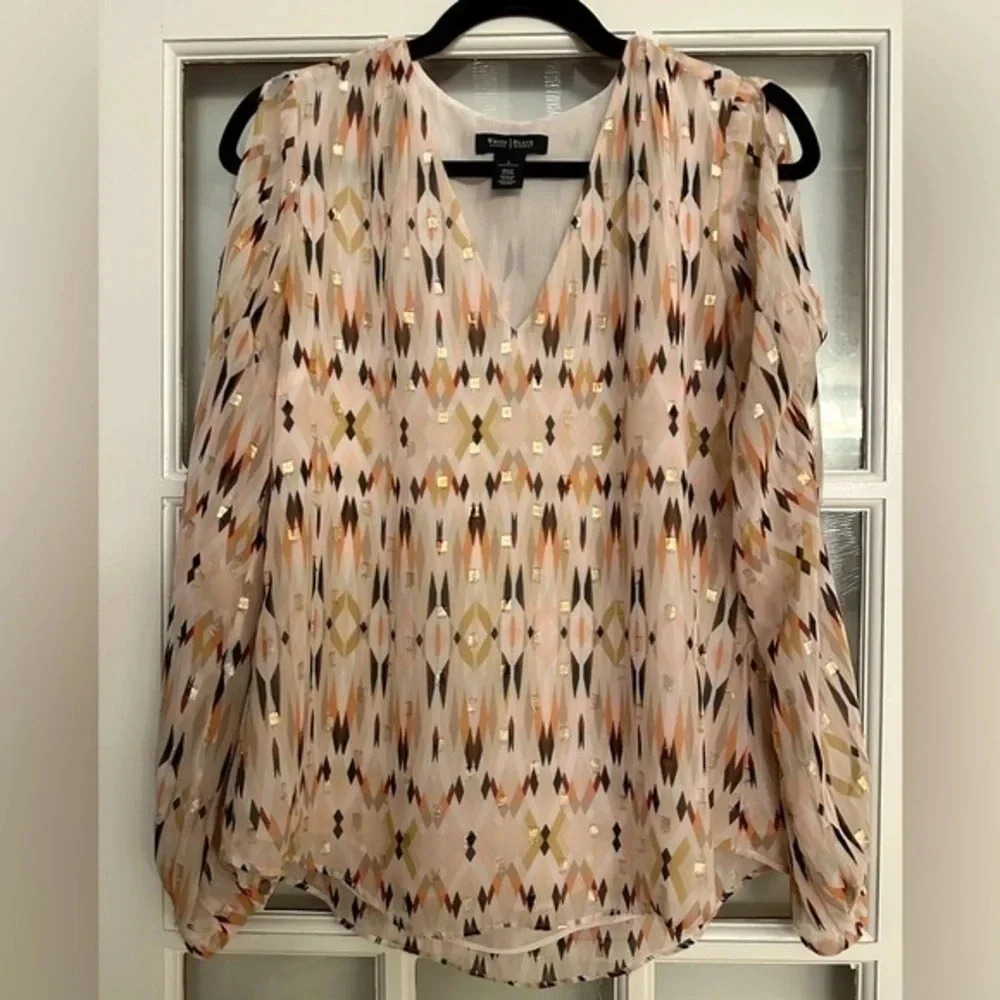 White House Black Market | Beaded Boho Vibes Long Sleeve Blouse Size 2